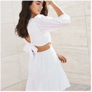 NWT - EXPRESS - Tie Back Ruffle Hem Mini Dress Size L